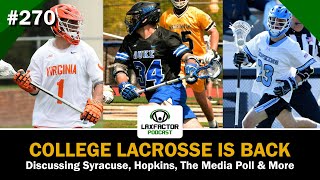 Lacrosse Is Back Discussing Syracuse Hopkins the Media Poll amp More LaxFactor Podcast 270 [upl. by Cilla445]