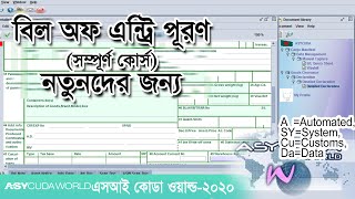 Bill of Entry Fill up Full Course এসআই কোডা বিল অফ এন্ট্রি পূরণ। Customs Data Import duty Asycuda [upl. by Aisatsan]