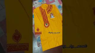 Hand printed panjabi design 😍❤🥰  Fabric panjabi design  Craftingbymouli art durgapuja [upl. by Jankell415]