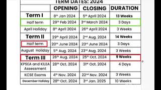 2024 OFFICIAL SCHOOL CALENDAR2024 term one to Three [upl. by Nerhe467]