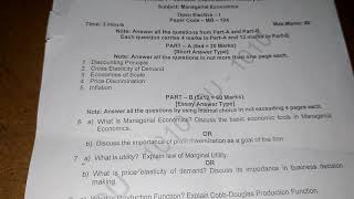 Managerial Economics OU MBA PREVIOUS YEAR QUESTION PAPER 2017 [upl. by Norbel565]