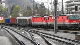 Bahnhof Feldkirch EC164 Transalpin Graz➡️Zürich Schienenzug leer Güterzug gemischt mit BR1144 [upl. by Upton]