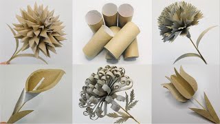 Easy Paper Flowers DIY🌷 5 Tutorials Step by Step 🌼 Toilet Paper Rolls Crafts 🏵️ Recycling Ideas 🌻 [upl. by Acenahs399]