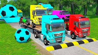 TRANSPORTING PIXAR CARS amp FRUITS WITH COLORED amp JOHN DEERE vs CLAAS vs TRACTORS  BeamNGdrive 962 [upl. by Oramug]