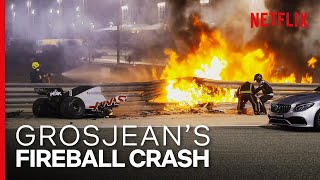 Grosjeans Insane Fireball Crash  Formula 1 Drive To Survive S3  Netflix [upl. by Imnubulo]