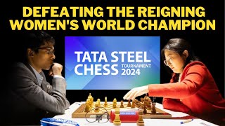 GM Praggnanandhaa Rameshbabu vs GM Ju Wenjun  Tata Steel Chess Master 2024  Round 9 [upl. by Arvin115]