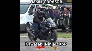 Honda CBR650R 🆚️ Kawasaki Ninja ZX6R dragracing everfullspeed dragrace [upl. by Anelrac]