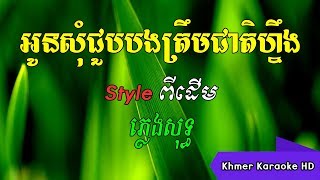 អូនសុំជួបបងត្រឹមតែជាតិហ្នឹង  Khmer Karaoke ភ្លេងសុទ្ធ ខារ៉ាអូខេ Phleng Sot [upl. by Milzie]