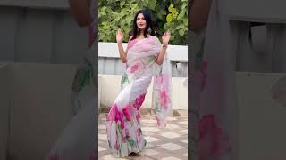 Organza floral white saree  Rohit fashion club [upl. by Ayenat]