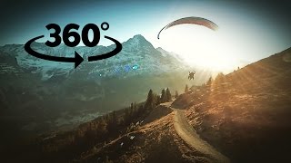 360° Video  Awesome Paragliding Flight  Jungfrau  Switzerland [upl. by Eniroc]