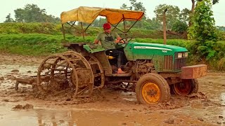 John deere 5310  puddling with double cage wheel  5310 [upl. by Liborio]