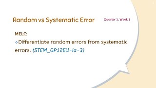 Random Error VS Systematic Error  Q1W1 General Physics 1 DEPED MELCBased  Miss Ai Tutorials [upl. by Lyrad]