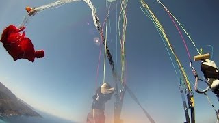 Paraglider tandem acro test flight gone bad  spectacular incident [upl. by Nodlehs]