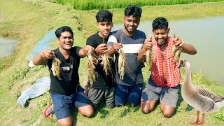 গ্রাম্য পরিবেশে রাজহাঁসের মাংস সঙ্গে গলদা চিংড়ির কালিয়া দিয়ে জমিয়ে পিকনিক করলাম [upl. by Anuaek]