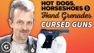 Firearms Expert Reacts To CURSED Hot Dogs Horseshoes amp Hand Grenades’ Guns [upl. by Merp342]