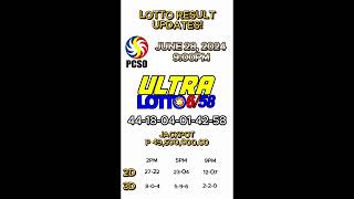 Lotto Result  JUNE 28 2024  ULTRA LOTTO 658  2D 3D 2PM  5PM  9PM Update [upl. by Adiuqram92]