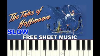 SLOW piano tutorial quotBARCAROLLEquot from The Tales of Hoffmann 1881 with free sheet music pdf [upl. by Notreve418]