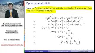 Video 73 zum quotOperations Management Tutorialquot Kostenminimierung im Zeitungsjungenproblem [upl. by Urbannai]