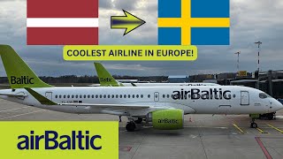 TRIP REPORT  AIR BALTIC  THE COOLEST AIRLINE IN EUROPE  AIRBUS A220300  FROM RIGA TO STOCKHOLM [upl. by Ryle130]