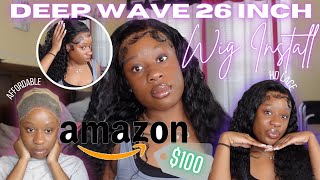 Curly Deep Wave 26 inch Wig Install Tutorial  AMAZON WIG  HD Lace  Detailed [upl. by Morehouse200]