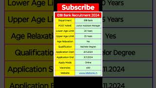 Bank Job Vacencies 2024 Idbi Bank Recruitment 2024 bankjobs [upl. by Atazroglam44]