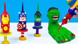 DIY jeringas con estilo de superhéroes hombre araña Hulk Capitán América Ironman con Arcilla [upl. by Sammy]