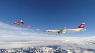 Patrouille Suisse and Swiss Airbus A321 Lauberhorn 2016 [upl. by Eibbor]