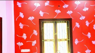 🎨🎨🎨wall painting design 🖌️🖌️🖌️Asian paints ham stencil painting design🧱🧱🧱 [upl. by Mathews]