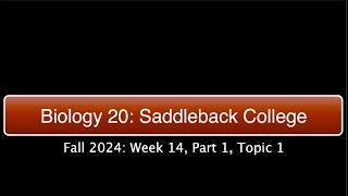 Saddleback Biol 20 Fall 2024  Week 14 Part 1 Topic 1 [upl. by Bough]