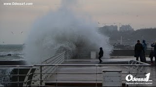 Odessa1com  Шторм на море в Одессе 22112015 [upl. by Valdes]