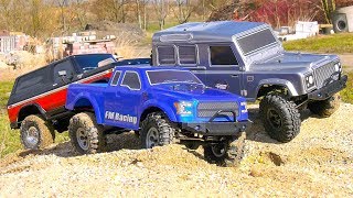 AWESOME RC CRAWLER ACTION FORD RAPTOR FM ELECTRICS LAND ROVER DEFENDER BRONCO [upl. by Araet]