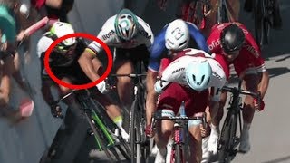 PETER SAGAN DISQUALIFED FOR ELBOW MARK CAVENDISH [upl. by Ymot]