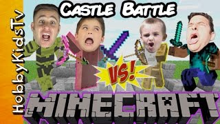 Minecraft Castle Build Treasure HUNT Bro VS Bro with HobbyKidsTV [upl. by Oidiple]