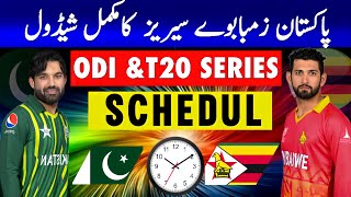 Pakistan vs Zimbabwe ODI amp T20 Series Full Schedule 2024Pakistan vs zimbabwe series schedule 2024 [upl. by Aninat]