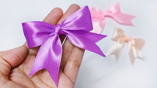 Easy Satin Ribbon Bow In 2 Minutes 🎀 [upl. by Neyrb]