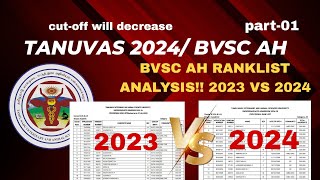 Tanuvas Ranklist Analysis 2023 Vs 2024 part 1 for BVSc AH [upl. by Marna]