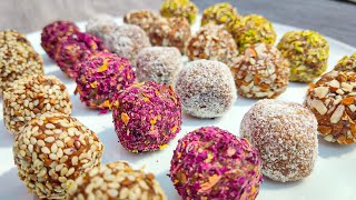 No Bake Date Energy Balls  EASY Healthy and Tasty Vegan Date Truffles Recipe [upl. by Laemaj]