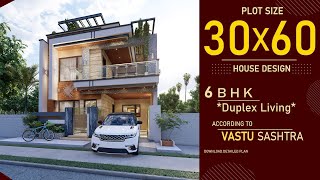 30x60 South Facing House Design 3D  6BHK  Duplex House  3060 Home Design  30 by 60 House Plan [upl. by Oiuqise]