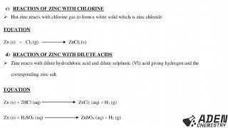 FORM 4 TOPIC 5 CHEMISTRY OF THE METALS LESSON 9 Chemistry of Zinc Metal  PART 2 Properties [upl. by Yoj]