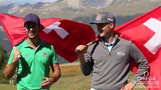 Omega European Masters 2018  Swiss Flag Throwing with Jorge Campillo and Matthias Schwab [upl. by Olodort]