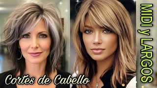 Cortes de Cabello MIDI y SemiLARGOS DESFILADOS▪︎DESPUNTADOS▪︎y en CAPAS para MUJERES 2024 [upl. by Punak134]