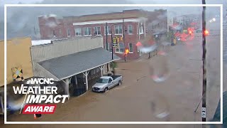 WATCH Floodwaters rush through downtown Boone NC during Helene [upl. by Nicholl]