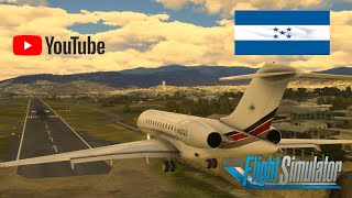 Landing Tegucigalpa  The Honduras Toncontin Challenge  4K Cockpit View  Flying a Global 6000 [upl. by Nester]