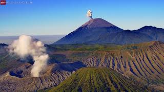 May 29 2024 Two active volcanoes erupting together in Java Indonesia [upl. by Acirema197]