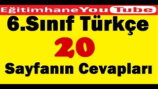 6sınıf türkçe ders kitabı sayfa 20 cevapları [upl. by Cini]