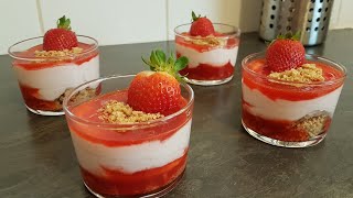 Recette de verrine à la fraises facile sans cuissonverrine sucrée [upl. by Mcgaw]