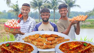 Cooking Egg Omelette curry recipe Village style  Masala Egg Omelette Curry Village Flavors [upl. by Yrral606]