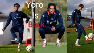 Leny Yoro is back at the Carrington training complex after a long injury spell  gym  Full Video [upl. by Urbain]