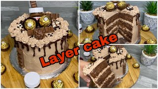 LAYER CAKE au chocolat facile et inratable لايير كيك سهلة وناجحة 💯 للمبتدئات [upl. by Inahpets]