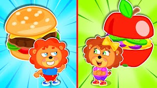 LionET  Healthy Food vs Unhealthy Food What is the Best Healthy Food Choices  Cartoon for Kids [upl. by Levy]